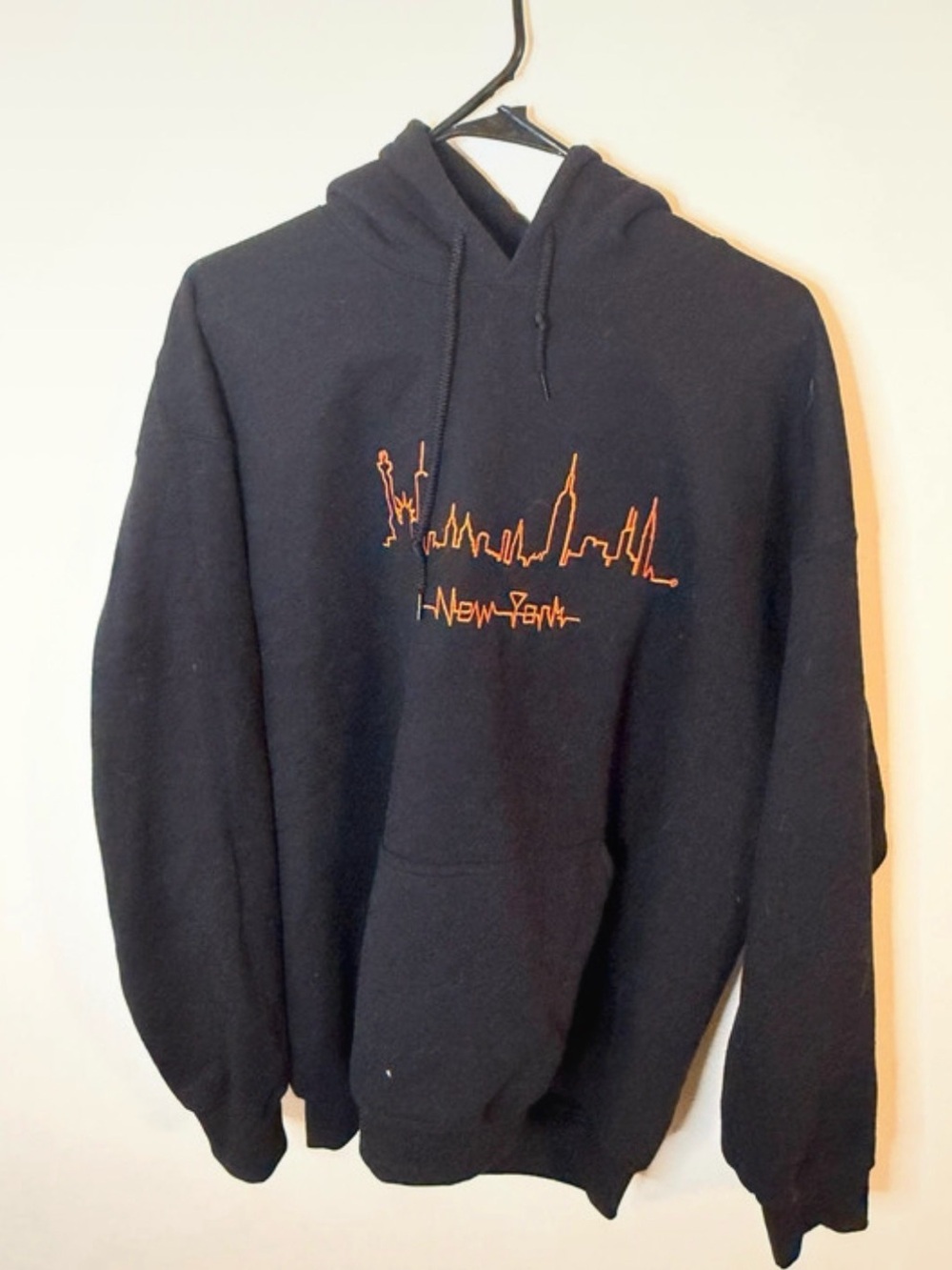 Black Hoodie with Orange New York Skyline‎ Graphic